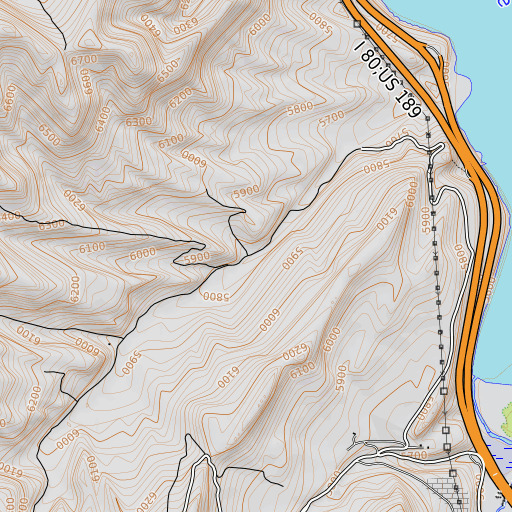 OpenTopoMap map of Narrows Canyon, UT