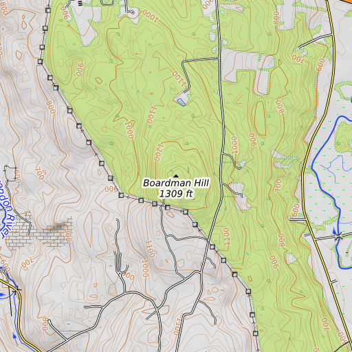 OpenTopoMap map of Boardman Hill, VT