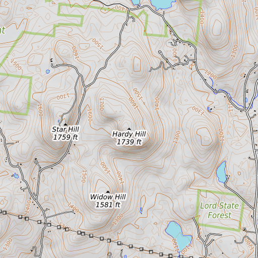 OpenTopoMap map of Hardy Hill, VT