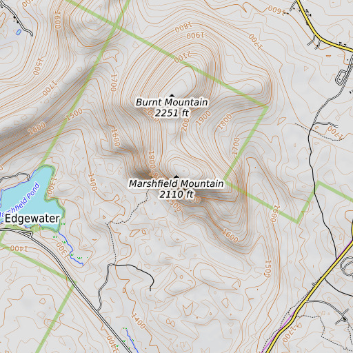 OpenTopoMap map of Marshfield Mountain, VT
