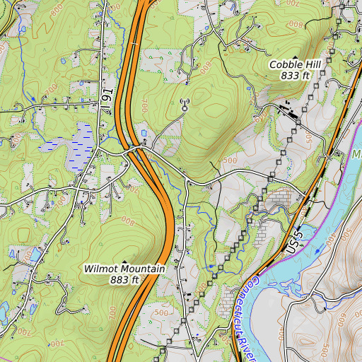 OpenTopoMap map of Stevens School, VT