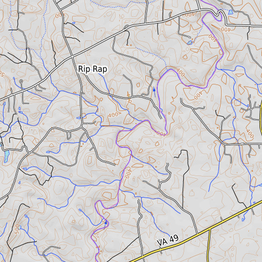 OpenTopoMap map of Big Mountain Branch, VA