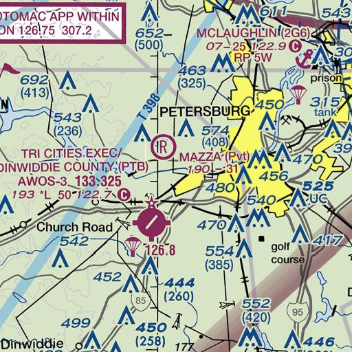 FAA VFR chart of Camp Sysonby, VA