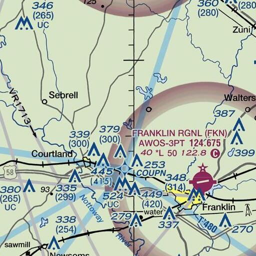 FAA VFR chart of Darden Camp, VA