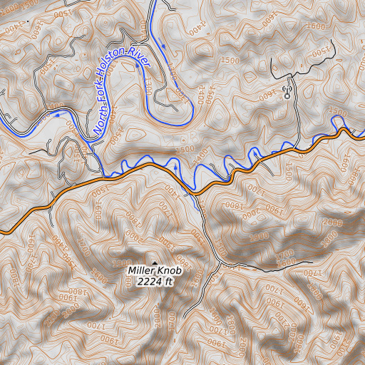 OpenTopoMap map of Gouldman Branch, VA