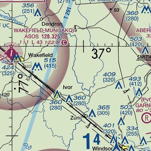 FAA VFR chart of Hickaneck Swamp, VA