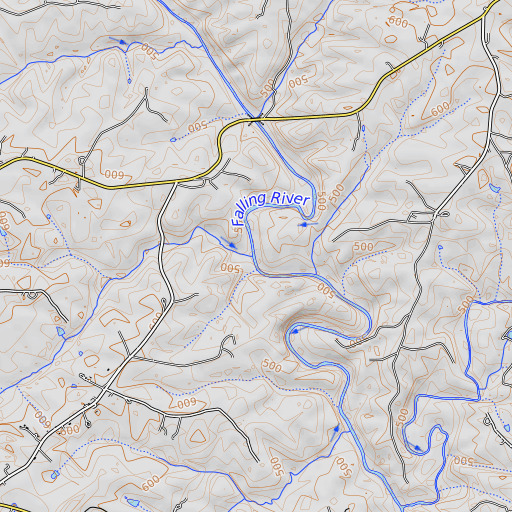 OpenTopoMap map of Hickory Creek, VA