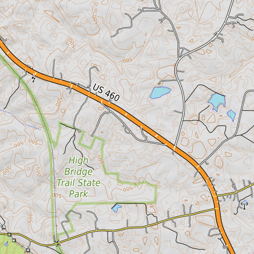 OpenTopoMap map of High Rock, VA