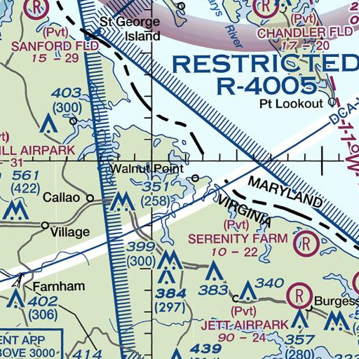 FAA VFR chart of Killneck Creek, VA