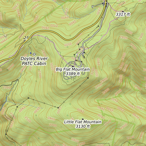 OpenTopoMap map of Loft Mountain Campgrounds, VA