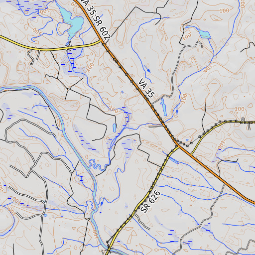 OpenTopoMap map of Oven Branch, VA