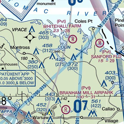 FAA VFR chart of Prospect Hill Bridge, VA