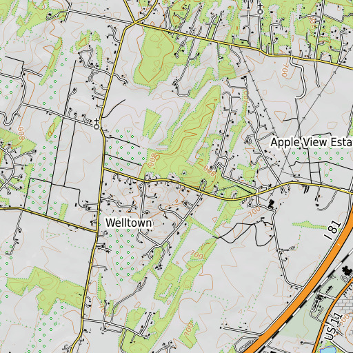 OpenTopoMap map of Pumpkin Ridge, VA