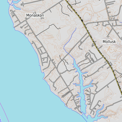 OpenTopoMap map of Rocky Neck, VA