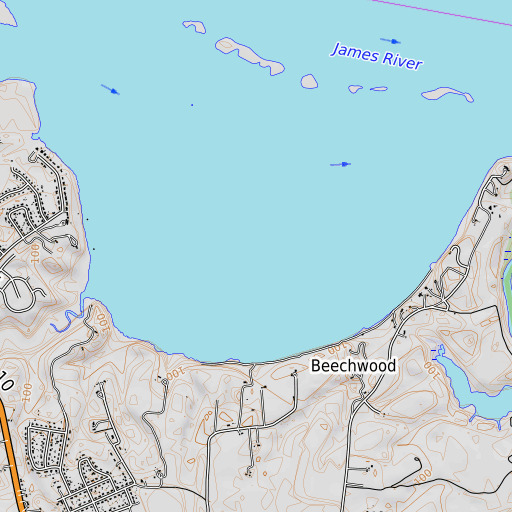 OpenTopoMap map of Tar Bay, VA