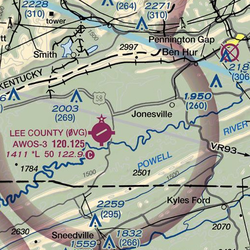 FAA VFR chart of The Cedars, VA