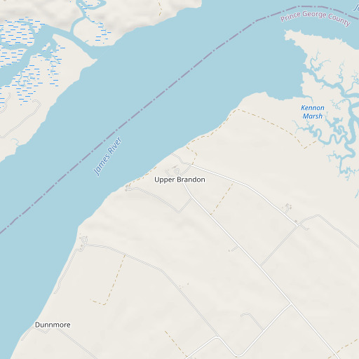 OpenStreetMap map of Upper Brandon, VA