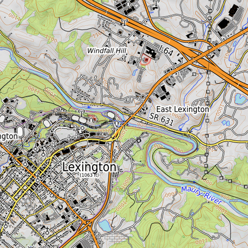 OpenTopoMap map of Woods Creek, VA