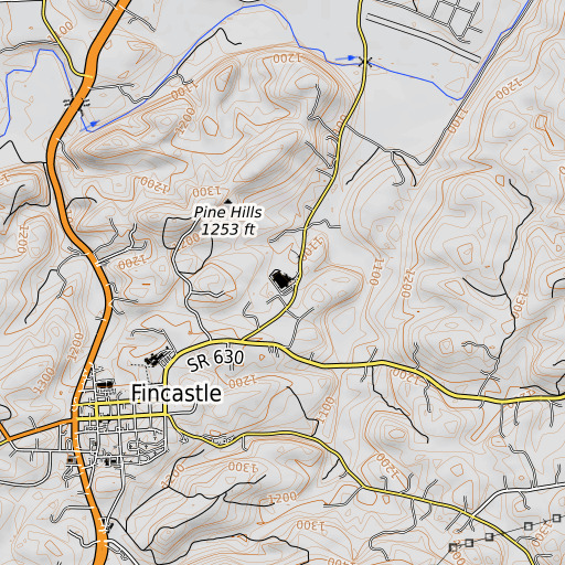 OpenTopoMap map of Central Academy Middle School, VA