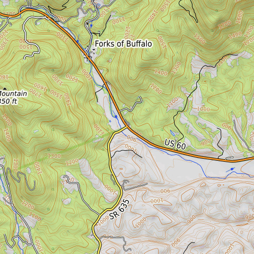 OpenTopoMap map of Dodds Store, VA