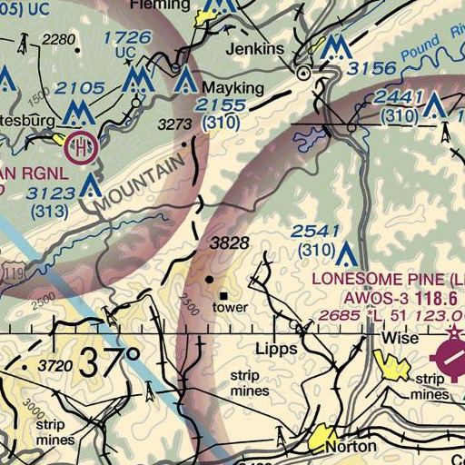 FAA VFR chart of Donald Branch, VA