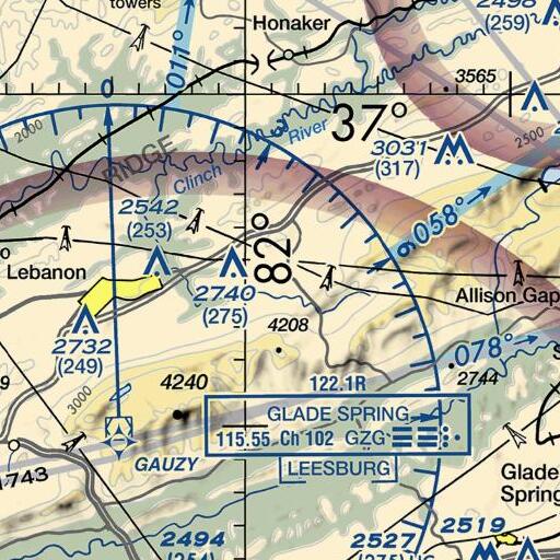 FAA VFR chart of Dry Branch, VA