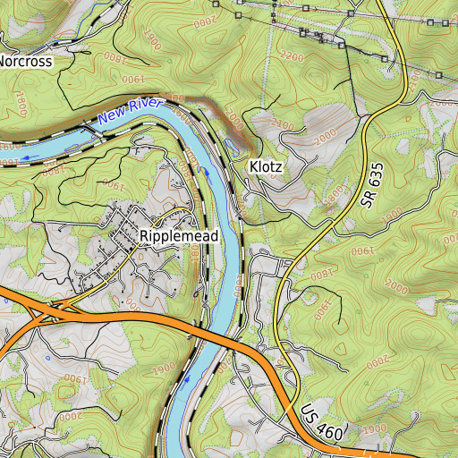 OpenTopoMap map of Dry Branch, VA