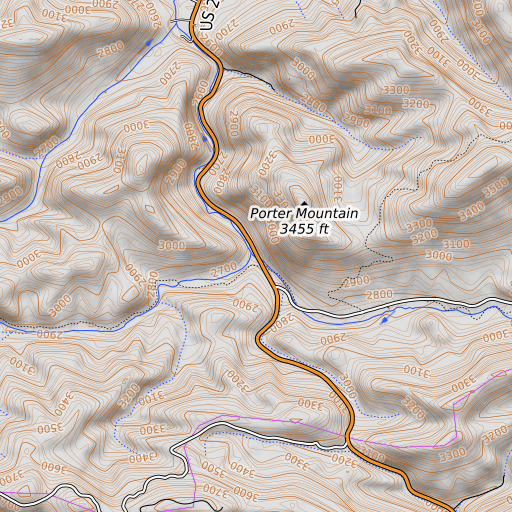 OpenTopoMap map of East Dry Run Fork, VA