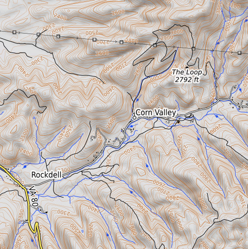 OpenTopoMap map of Fields Cemetery, VA