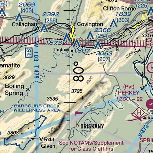 FAA VFR chart of Hays Gap, VA