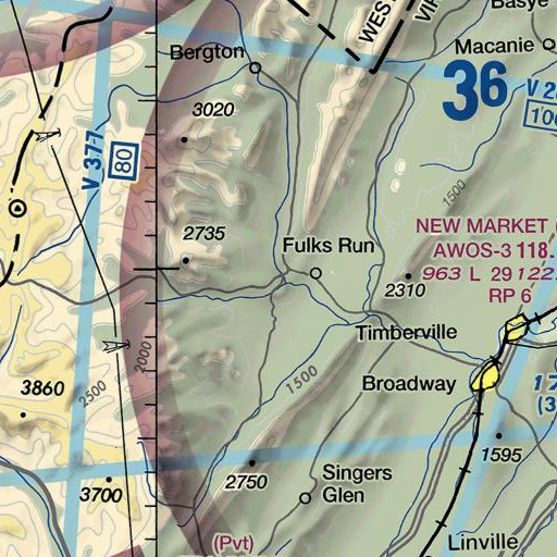 FAA VFR chart of Little Dry River, VA