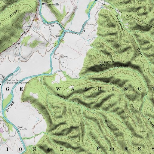 USGS 24K topo map of Marshall Draft, VA