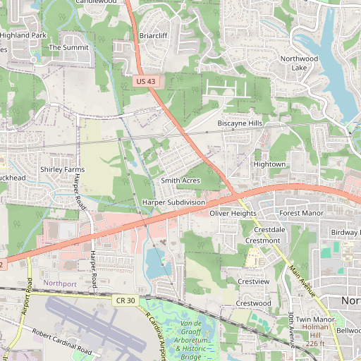 OpenStreetMap map of Smith Acres, AL