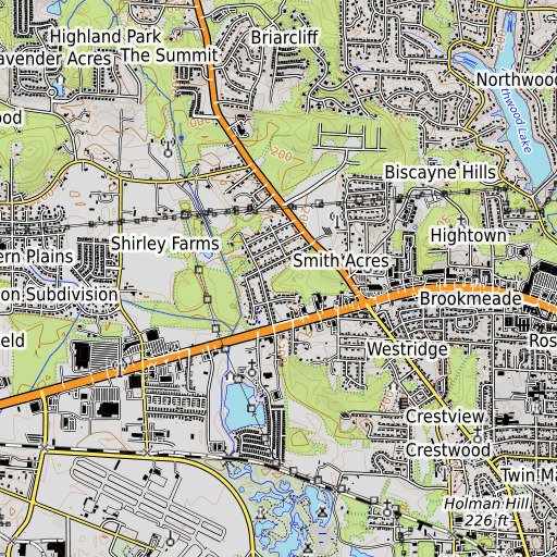 OpenTopoMap map of Smith Acres, AL