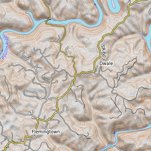OpenTopoMap map of Nichols Gap, VA