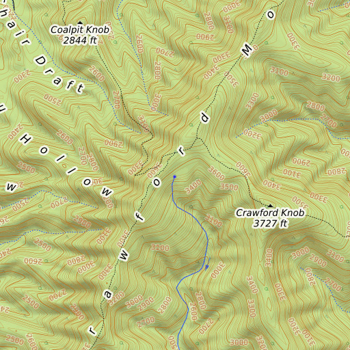OpenTopoMap map of Red Oak Spring, VA