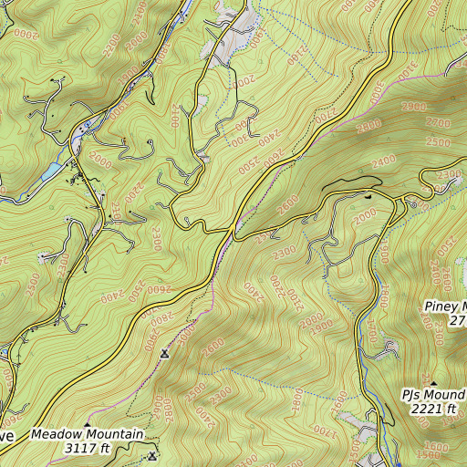 OpenTopoMap map of Reids Gap, VA