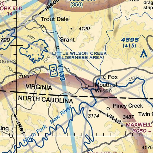 FAA VFR chart of Trout Branch, VA
