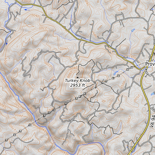 OpenTopoMap map of Turkey Knob, VA
