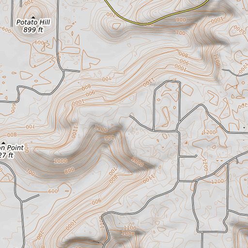 OpenTopoMap map of Miller Spring, AL