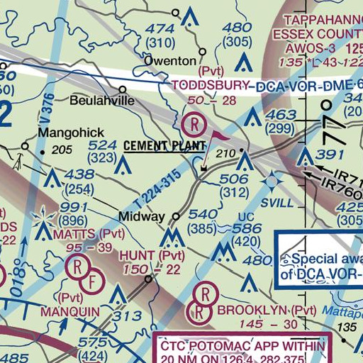 FAA VFR chart of Deckers Dam, VA