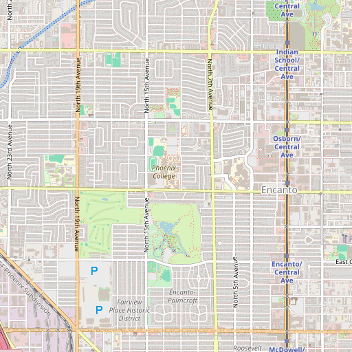 OpenStreetMap map of Phoenix College, AZ