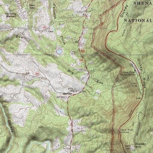 USGS 24K topo map of Sullivans Dam, VA