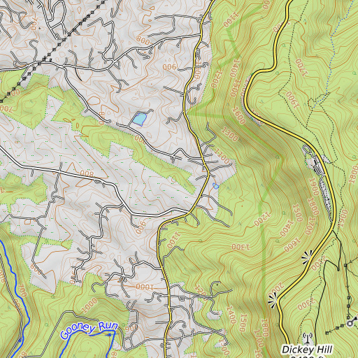 OpenTopoMap map of Sullivans Dam, VA