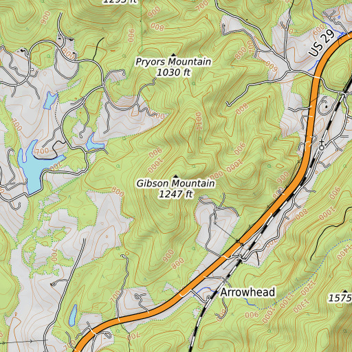 OpenTopoMap map of Gibson Mountain, VA