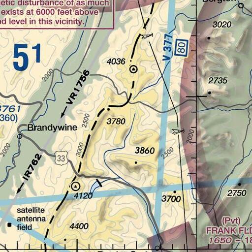 FAA VFR chart of Rader Mountain, VA
