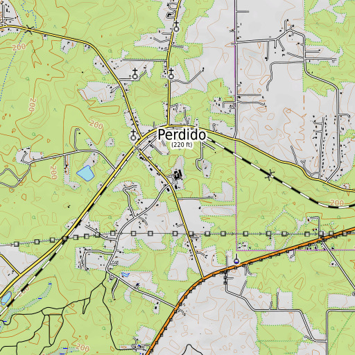 OpenTopoMap map of Perdido School, AL