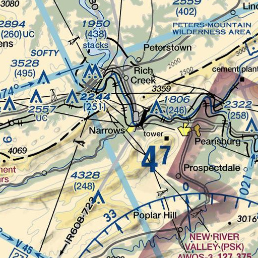 FAA VFR chart of Narrows Elementary - Middle School, VA