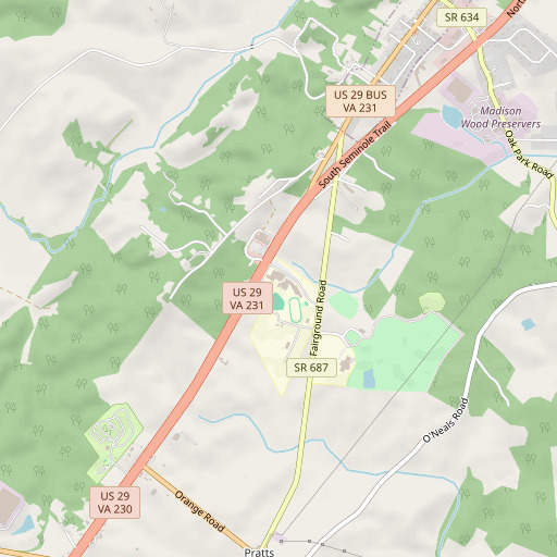 OpenStreetMap map of Madison County High School, VA