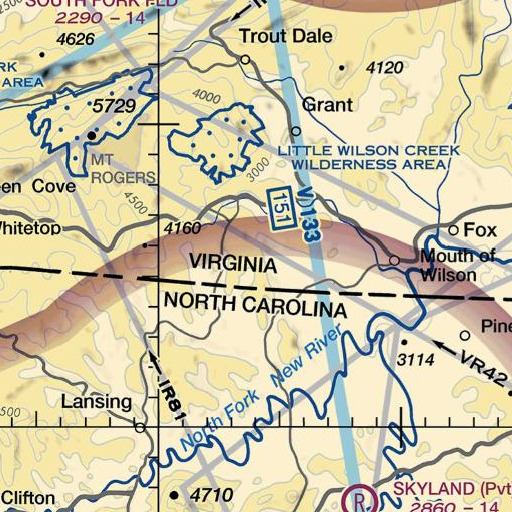 FAA VFR chart of Blackburn Knob, VA